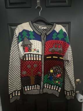Lucia Home Sweet Home Cottagecore Sweater Cardigan Size M